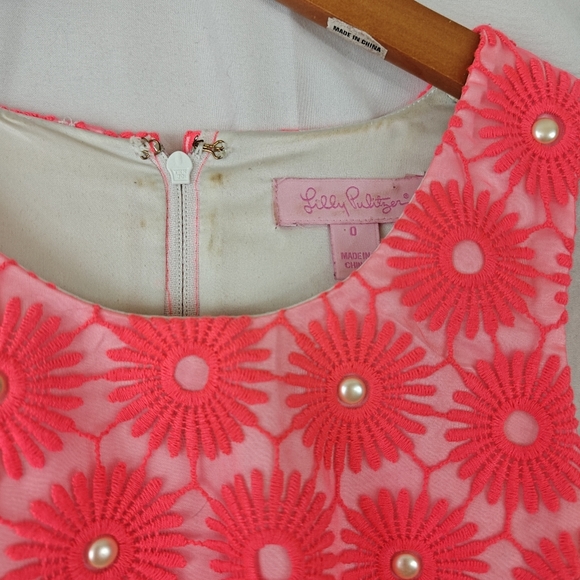 Lilly Pulitzer Pinwheel Pearl Shift Mini Dress in Fiesta Pink Size 0 - Picture 7 of 14